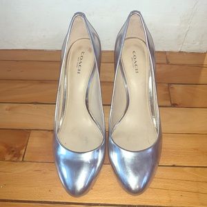 Coach Round Toe Silver Stiletto